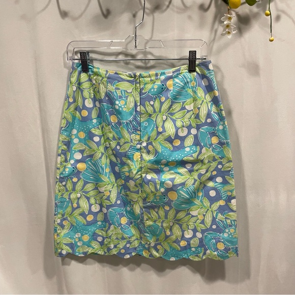 Y2K Lilly Pulitzer fish tropical scalloped edge mini skirt sz 4 - Picture 2 of 6